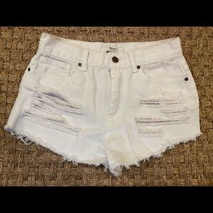 Forever 21 White Jean Shorts